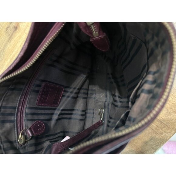 Frye Burgundy Melissa Button 100% Soft Leather Crossbody Bag Snap Zipper Zip EUC - Picture 8 of 14